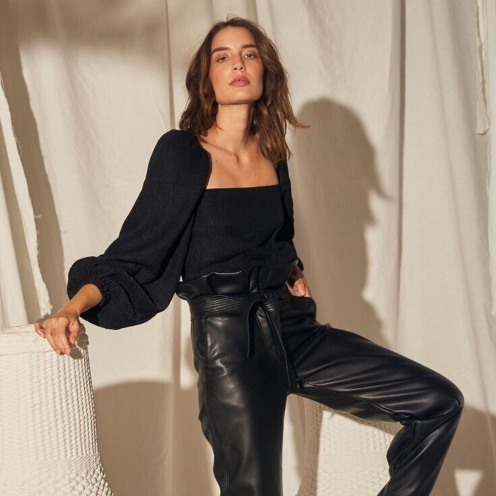 Johanna Ortiz Black Desert Balloon-Sleeve Crepe Top Sz 0 / XXS NWT❤️